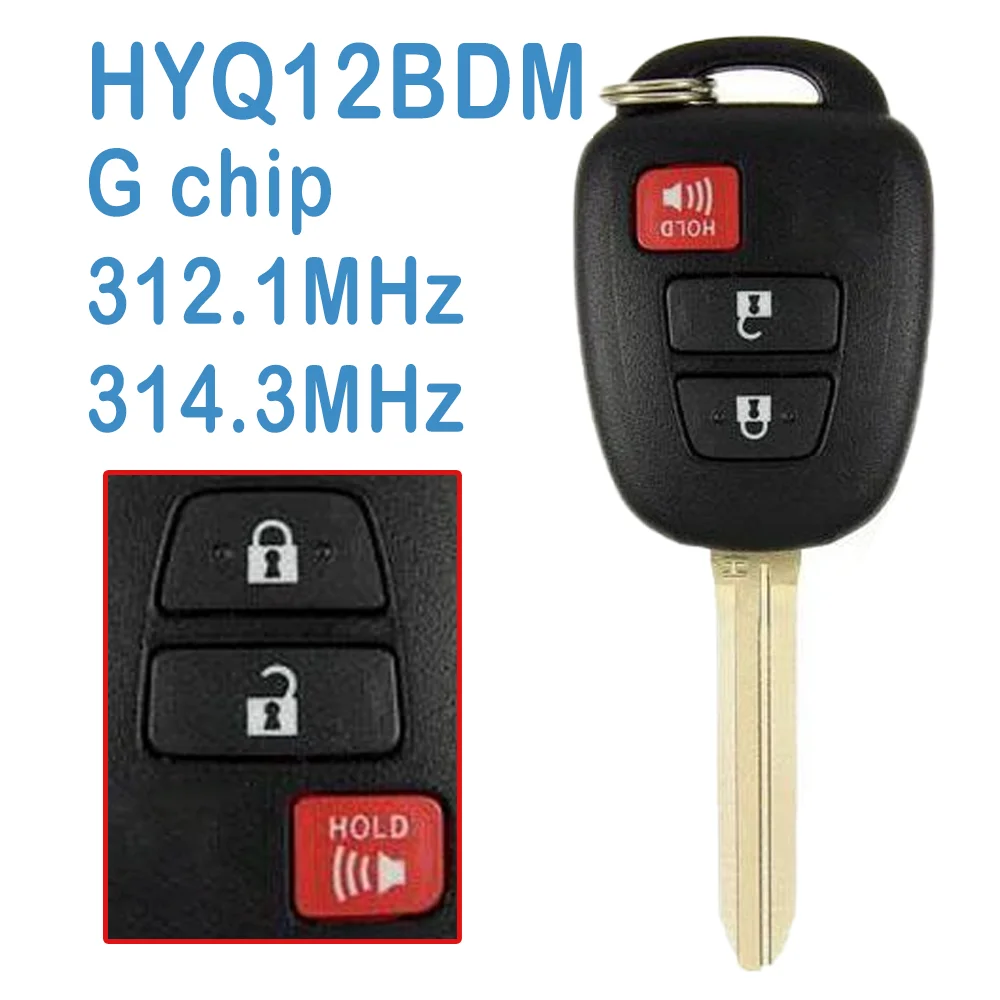 

2 Pcs HYQ12BDM Auto Smart Remote 2+1B 312.1MHz-314.3MHz G Chip Car Key Fob For Toyota Prius 2012-2017