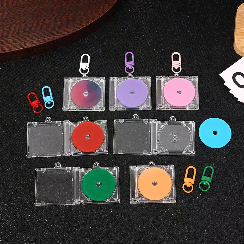 Peripheral Memorial Blank Album Keychain Mini CD Case Keychain CD Player Shape Charm DIY Backpack Charms