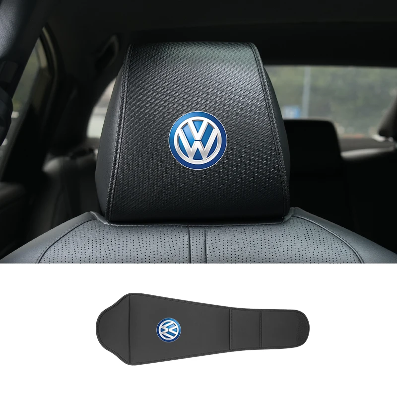 Car Seat Headrest Protector Head Neck Pillow Cover Auto Accessories For VW GTI Polo Passat Scirocco Golf Tiguan Jetta T-ROC