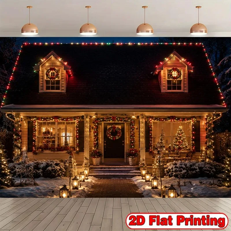 VIKAMA Classic Christmas Tapestry, Red Holiday Ornaments Pine Branches, Xmas Wall Hanging for Living Room Bedroom Party