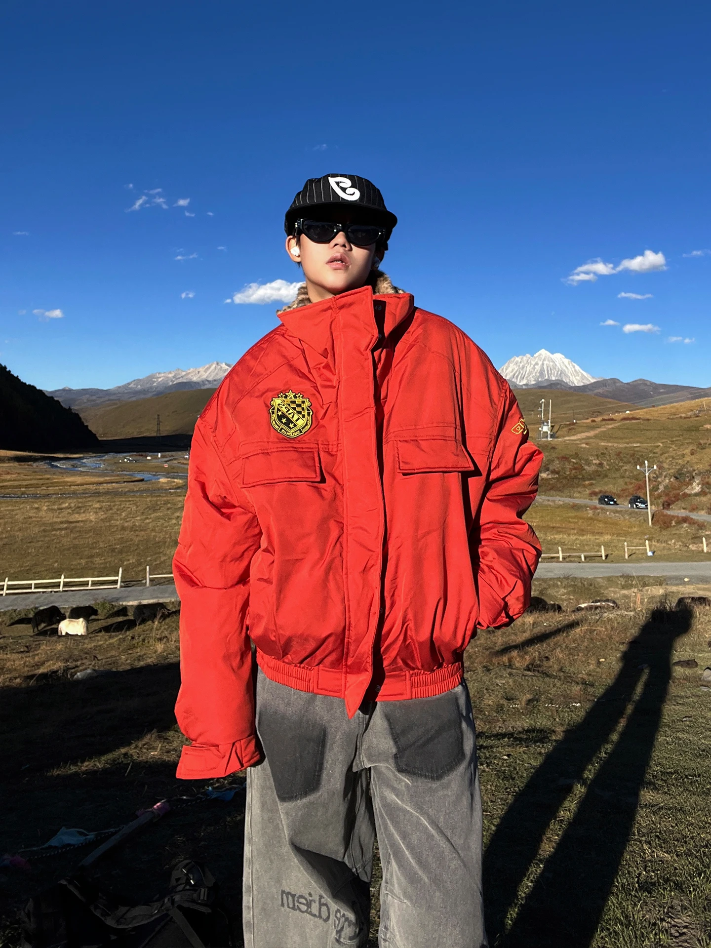 

American Sle Workwear Coat Leopard Print Collar Thiened Cotton Jaet for Men Winter Faion Brand High-End Sensation Mou...