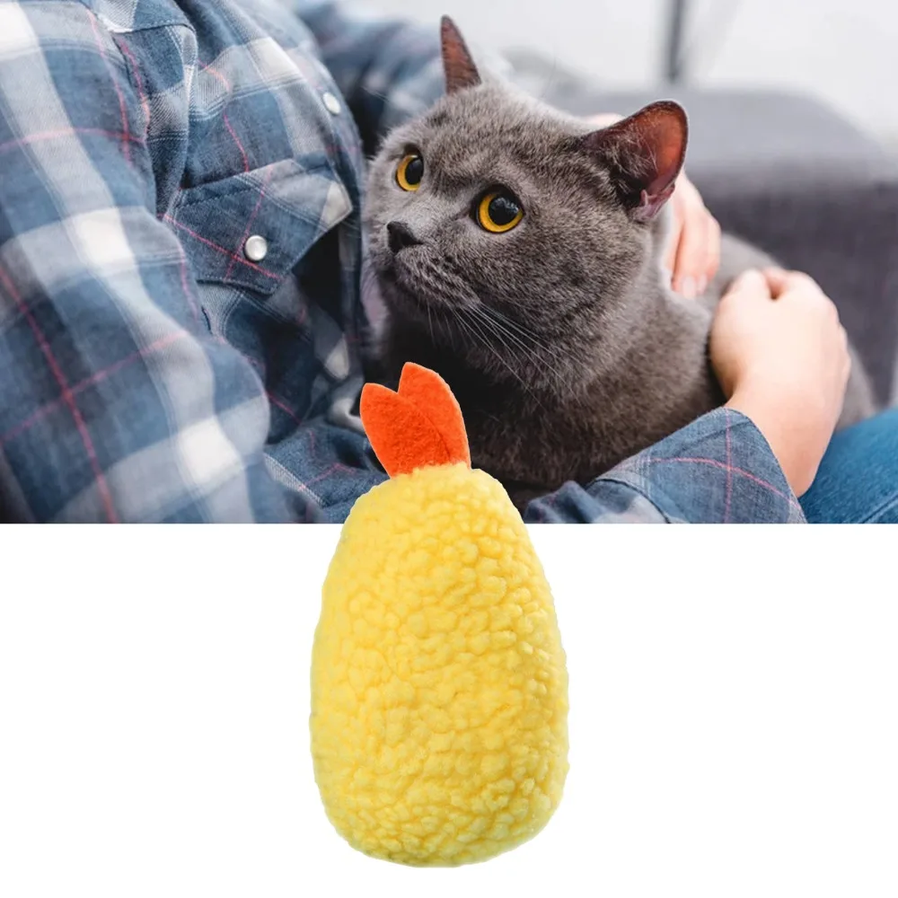 Soft Fabric Squeaky Toy Cartoon Shrimp Shape Bright Vivid Hue Pet Chew Toy Squeaky Inner Insert Moderate Size Shrimp Pet Toy