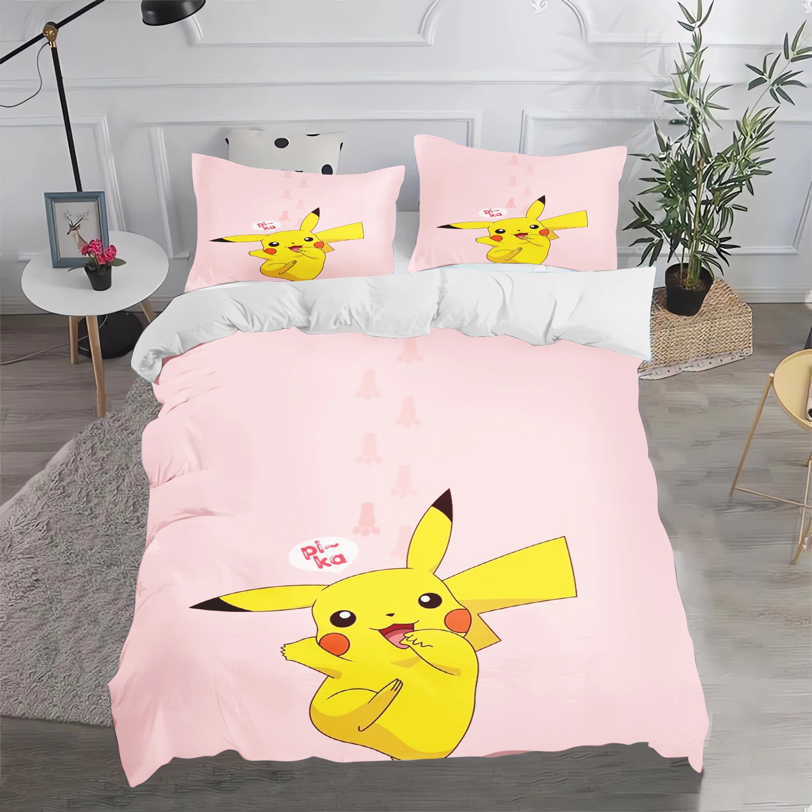 PokéMon 100% Polyester  Duvet Cover Cute Printed Cartoon Quilt Bedding Set 3-Piece Suitable For Children And Adults double