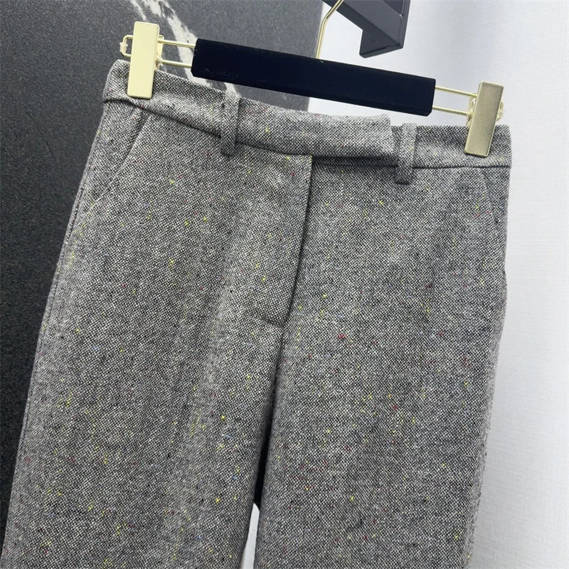 السراويل النسائية 2026 ربيع جديد عالية الخصر سليم صالح مستقيم الساق السراويل الصوف مزيج المرأة دعوى السراويل y2k متوهج السراويل السراويل #3