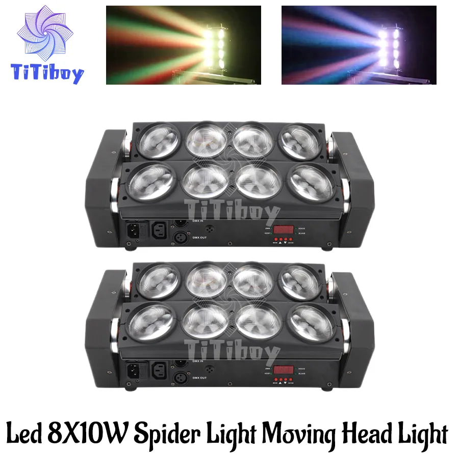 

0 Tax 2Pcs Led Spider light 8X10W RGBW Moving Head Beam Light 8 eyes led moving head DJ effect lighting for bar nightclub