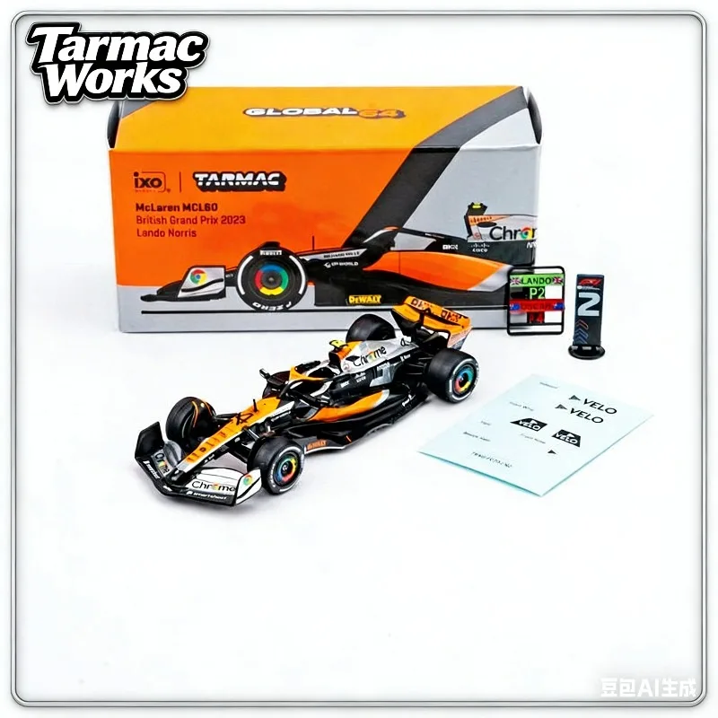 Tarmac Works 1:64 McLaren MCL60 4# alloy F1 die-cast replica alloy static car model, boys' toy collection decorative item.