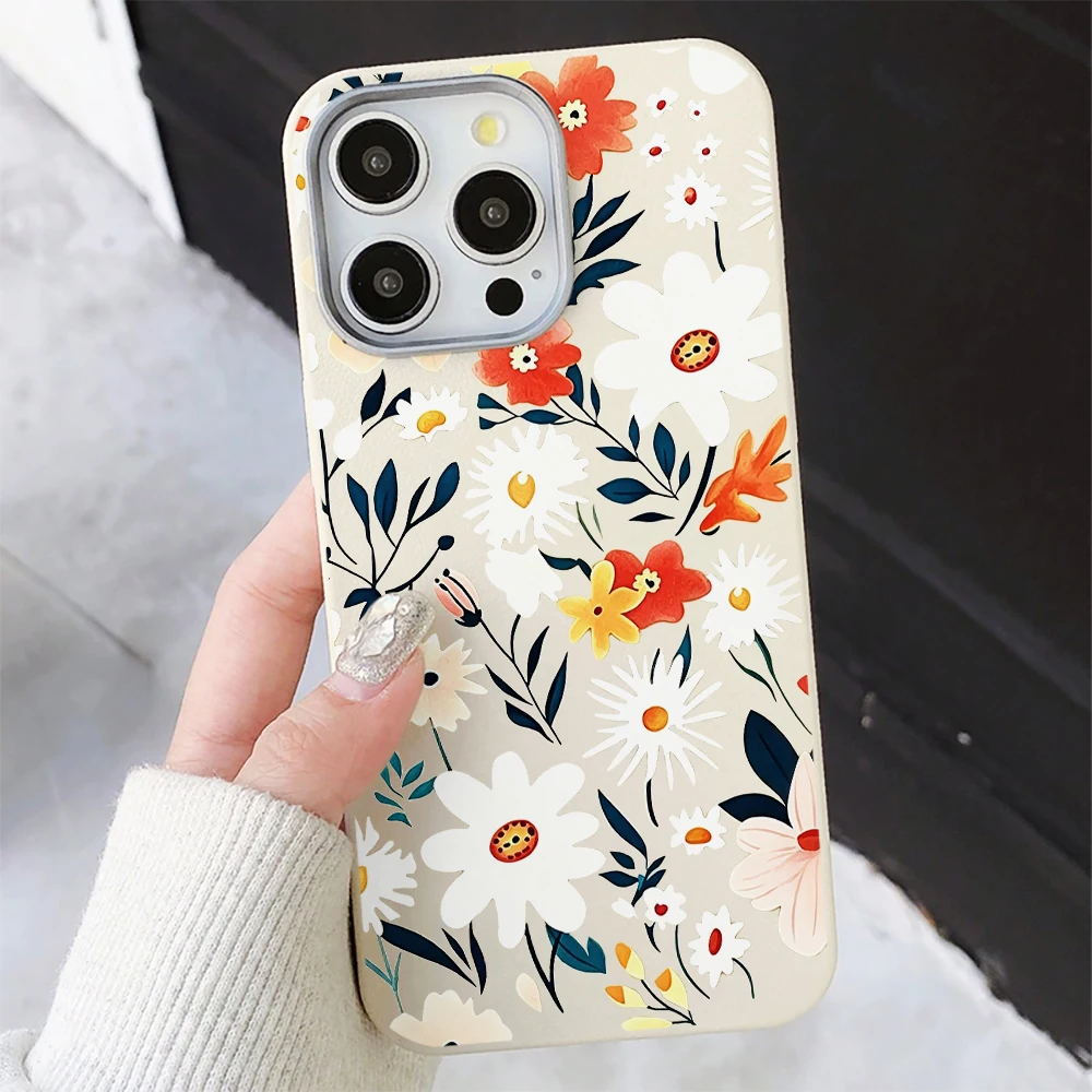 Vintage Flower Ins Phone Case For Samsung Galaxy S26 S25 Ultra S24 S23 S22 S21 Plus FE A34 A35 A54 A55 A36 A56 5G Leather Cover