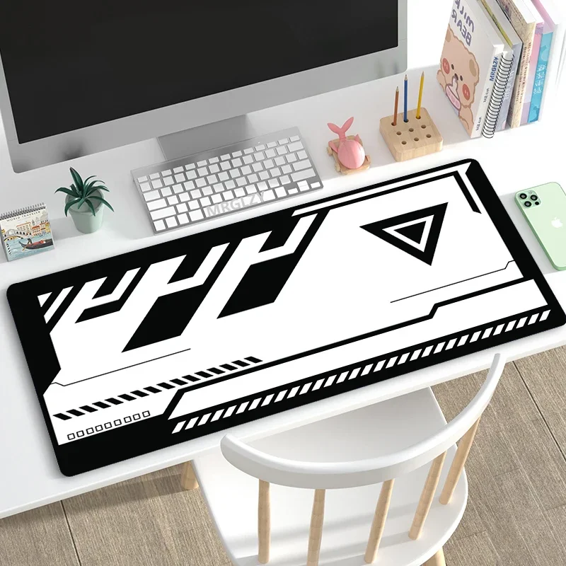 Czarna Podkładka Pod Mysz Duża Podkładka XXL Mata na Biurko Gamer Minimalistyczna Biała SECTOR V1 Akcesoria Gamingowe Podkładki na Biurko 1000X500 dla Genshin