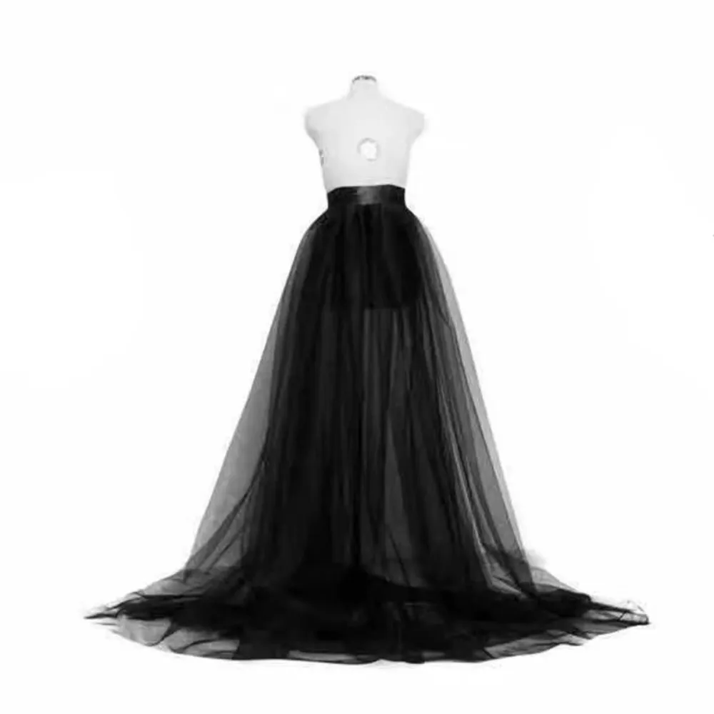 Elegant 3 Layer Tulle Overskirt Mesh Detachable Bridal Tutu Skirt Lace Up Solid Color Maxi Tutu Skirt Wedding Party
