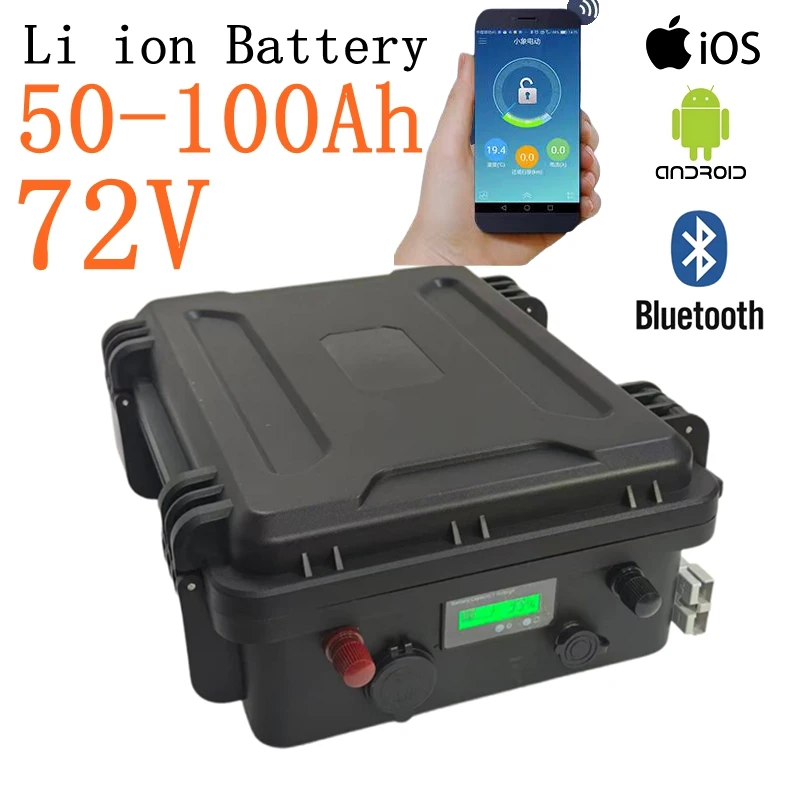 Portable 72V 40Ah/60Ah/80Ah/100Ah Lithium ion Battery with Bluetooth BMS outdoor  inverter