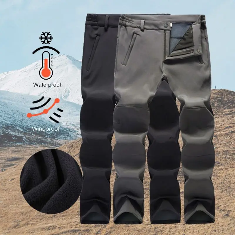 

Зимние мужские флисовые теплые походные брюки из мягкой оболочки, спортивные ветрозащитные брюки для кемпинга, рыбалки, катания на лыжах, треккинга