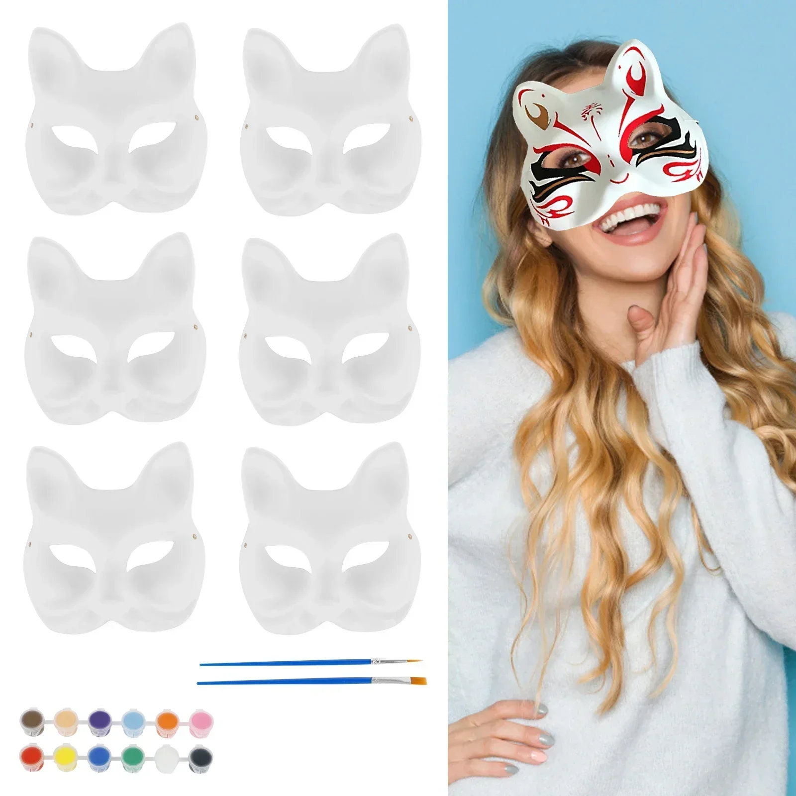 

6/32 Pcs DIY Masks Set for Theme Party Creative Animal Shape Blank Masks Set Paper Coloring Masks Set With Smooth