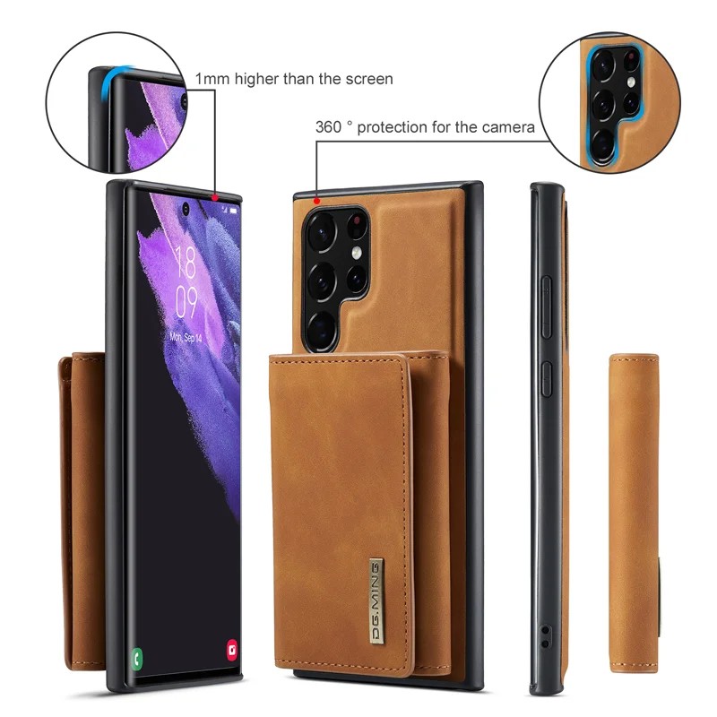 For Samsung Galaxy S22 Ultra 21 20 Plus Ultra Note A13 23 33 53 72 73 5G Luxury Leather Business Magnetic Purse Cell Phone Case