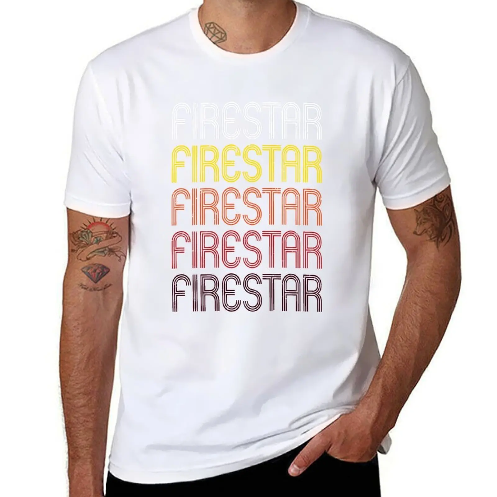 

Firestar Retro 70s Warrior Cats fanart for Warriors lovers T-Shirt t shirts for man pack white T-Shirt