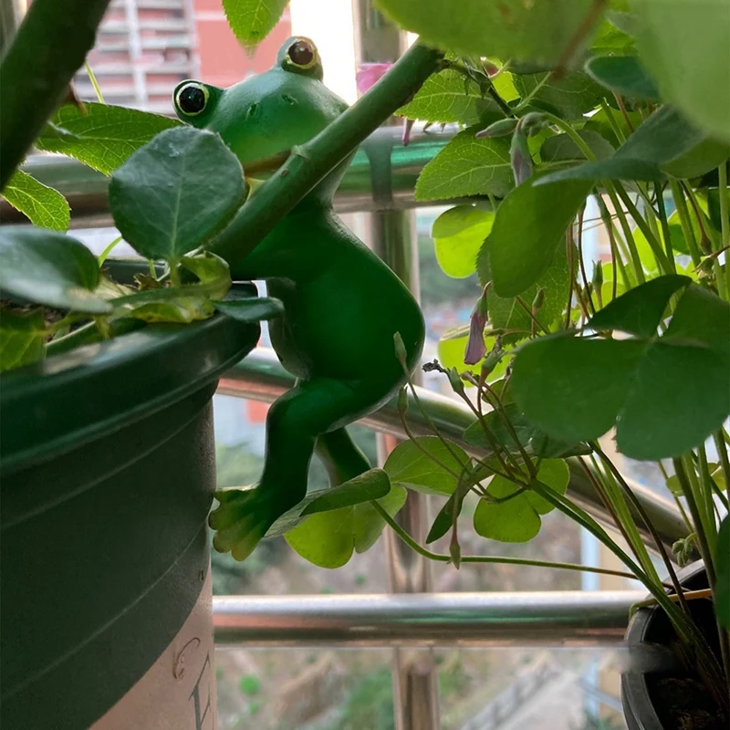 تماثيل ضفدع راتنج ، تمثال حيوان معلق ، نحت متسلق ، تماثيل خارجية ، زينة أصيص زهور ، متين ومتين
