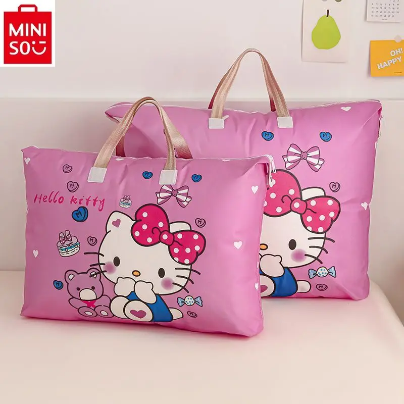 MINISO 2024 New Hello Kitty Kuromi Storage Bag Enlarged and Thickened Waterproof and Moisture proof Handheld Luggage Bag