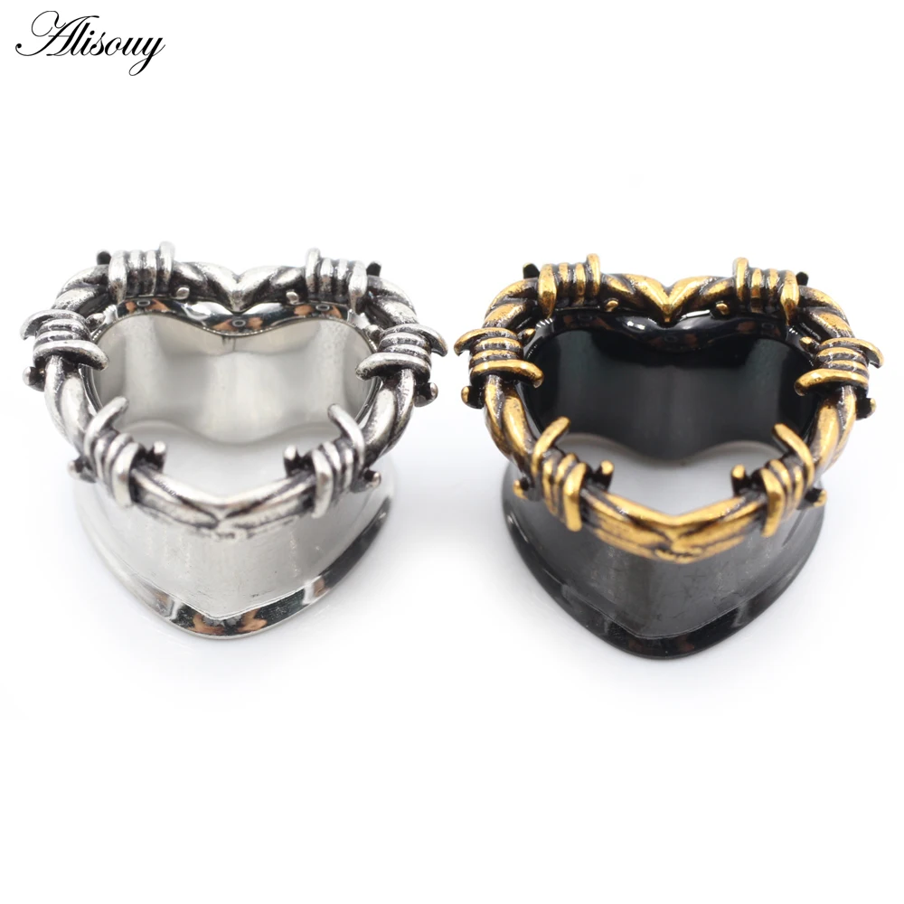 1 PC 8-25mm Retro Heart Love Thorn Vine Stainless Steel Ear Tunnel Plugs Expander Stretcher Gauges Earring Piercing Body Jewelry