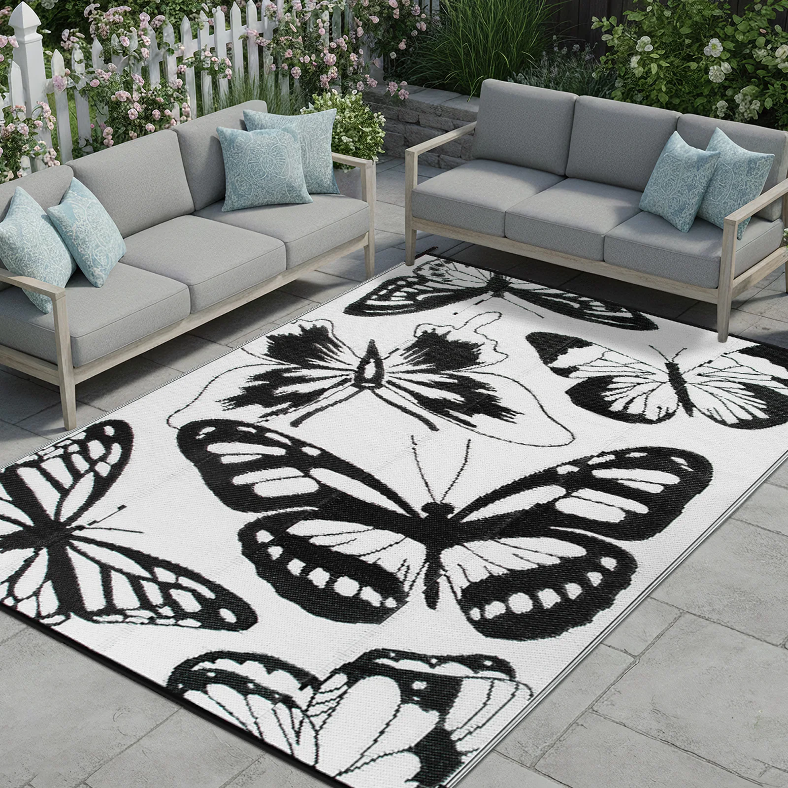 

Double-Sided Outdoor Waterproof Reversible Mats Plastic Straw Patio Rugs PP Material Double Layer Woven Carpet Family Picnic Mat