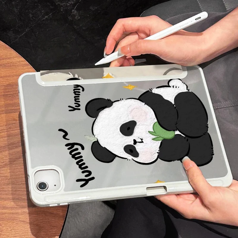 Flip Smart Cover for Ipad Mini 6 Air 4/5 10.9 IPad 10.2 Case 7/8/9th Generation Ipad Air 3 10.5 Inch Cute Panda Pencil Case