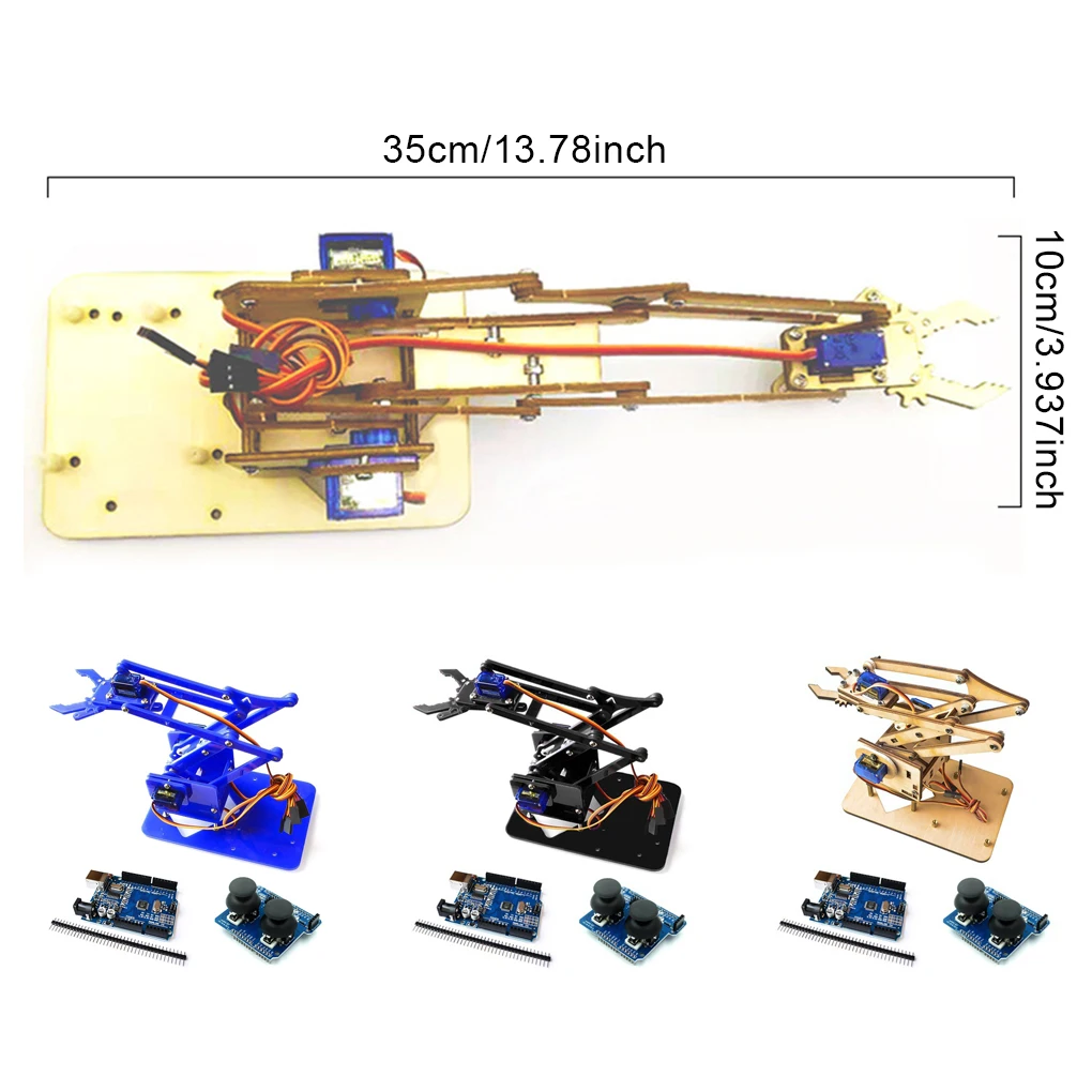 4 DOF Unassembly Acrylic Mechanical Arm Robot Manipulator Claw for Arduino Maker Learning DIY Kit Robot Programming Robot Arm