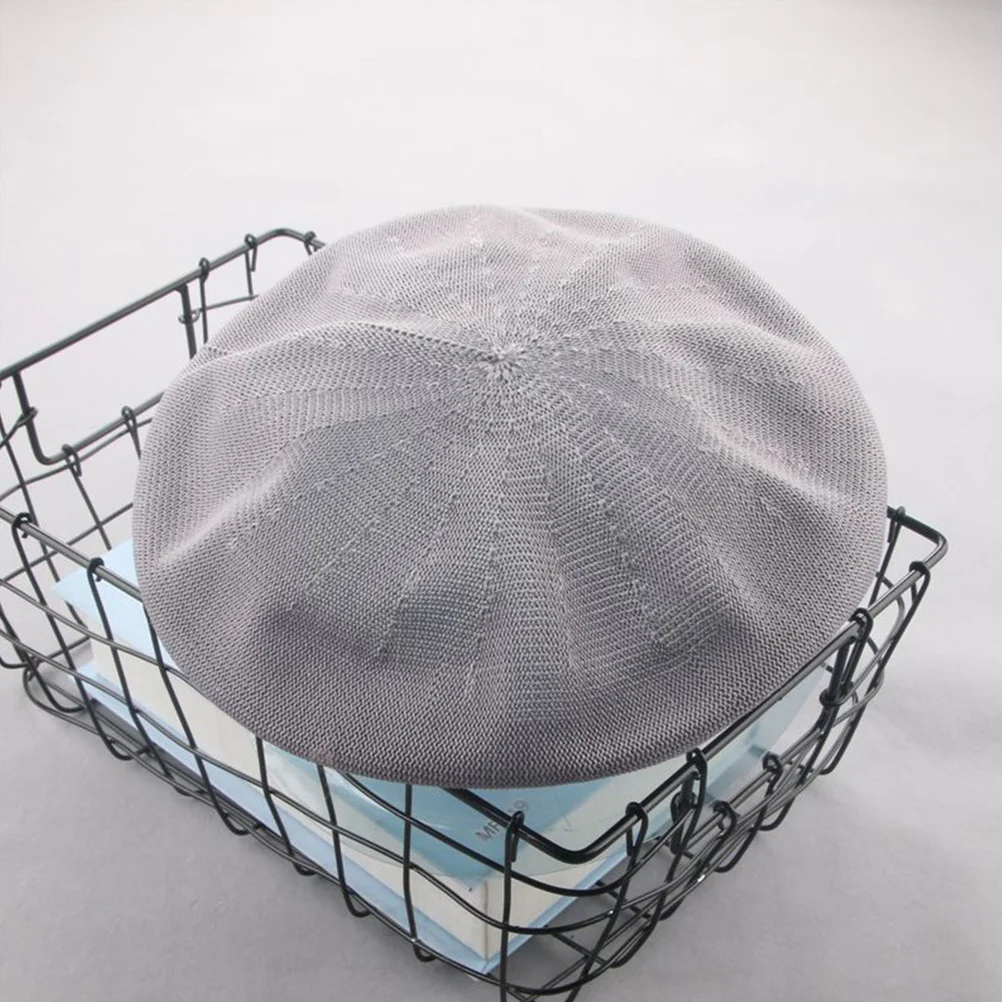 

Spring Beret Sun Protection Hat Fashion Cap Lightweight Summer Beret Warm Stylish Adult Beanie Grey