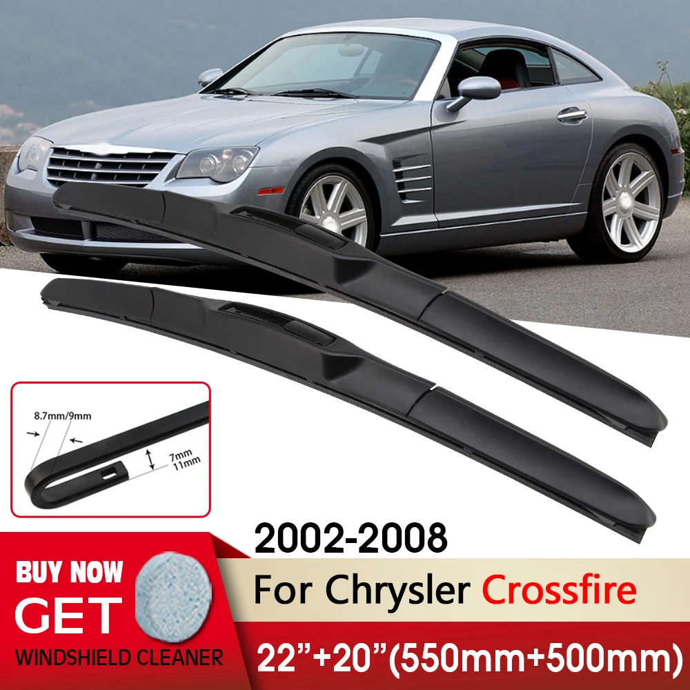 

Car Wiper Front Wiper Blades 22"+20" For Chrysler Crossfire 2002-2008 Fit U Hook Arm Front Windshield Windscreen Front Window