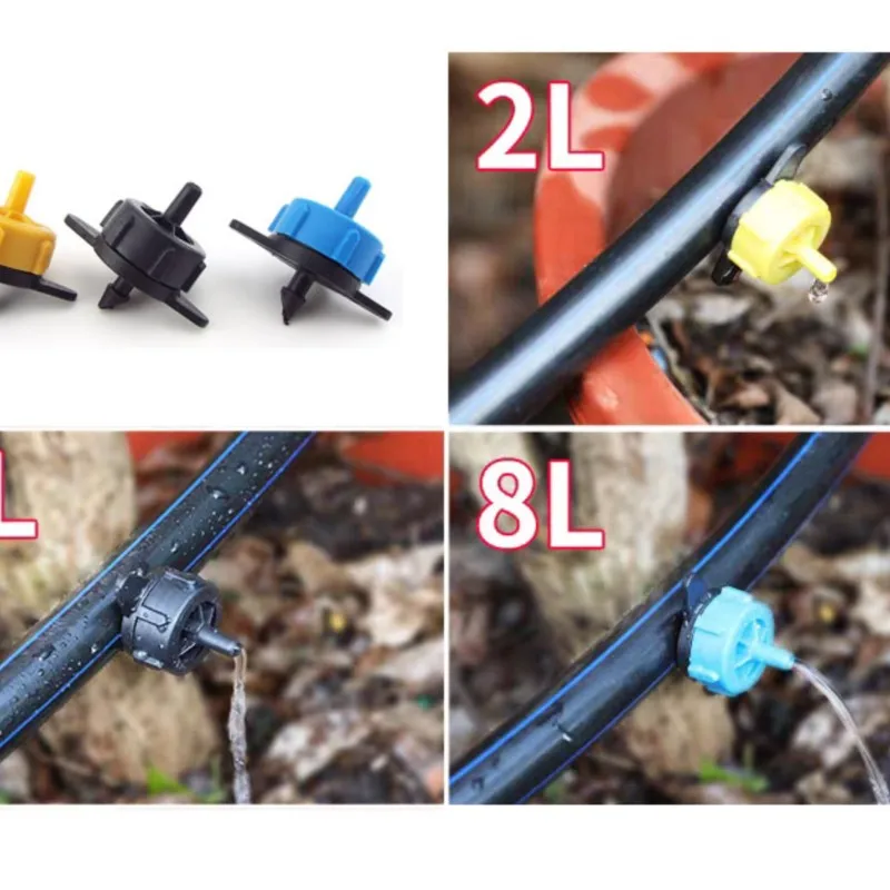 10pcs Pressure Compensating Emitter Self Cleaning Drip Irrigation Water Regulator Mini Inline Emitter Garden Tools Drip System