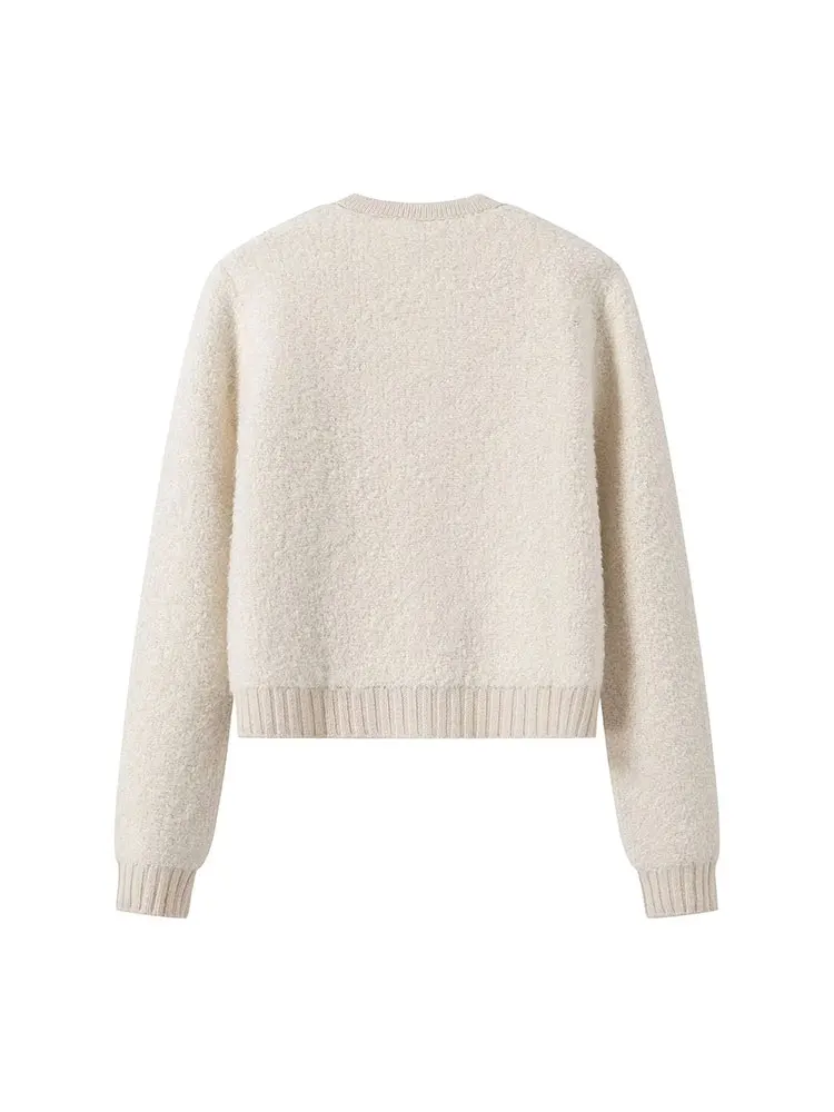 TRAF-suéter de punto con botones de Metal para Mujer, Top corto informal de manga larga con cuello redondo, elegante, novedad de primavera 2024