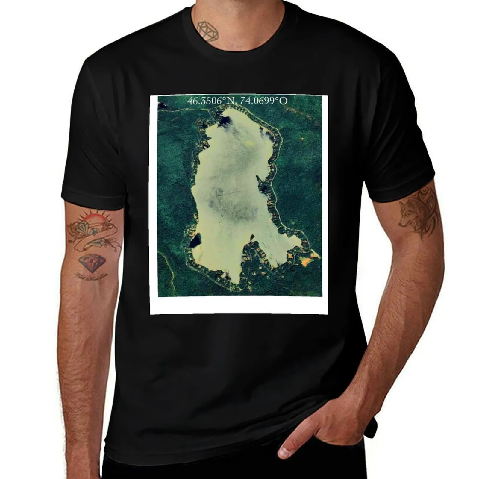 Lake Sylvère seen from space T-Shirt Casual Trendy Short Sleeve T-Shirt