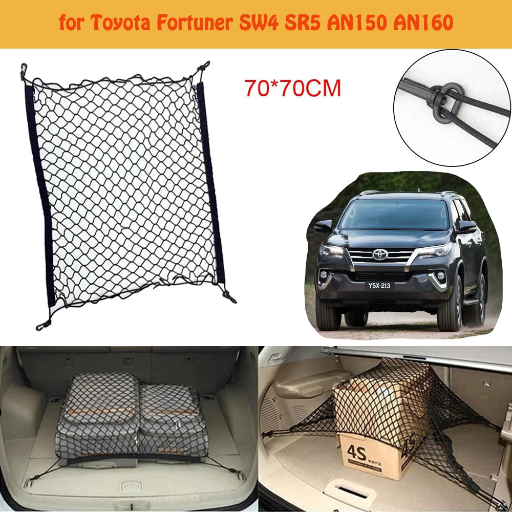 for Toyota Fortuner SW4 SR5 AN150 Car Boot Trunk Mesh Net Pocket Cargo Organizer Storage Net Holder Accessories Luggage Elastic