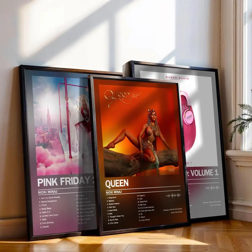 Nicki Minaj Poster Peelable Self-Adhesive Stickers, Frameless Wall Art Decals for Bedroom Living Room Home Decor