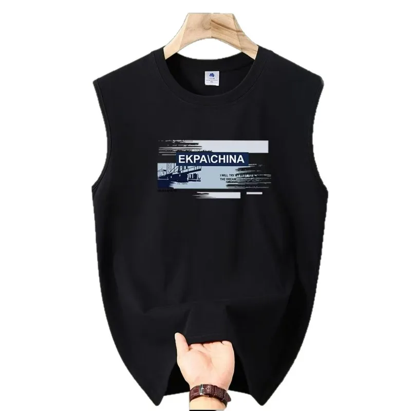 The New Men's Pure Cotton Off-the-shoulder Short-sleeved T-shirt Is Trendy Versatile Round-neck