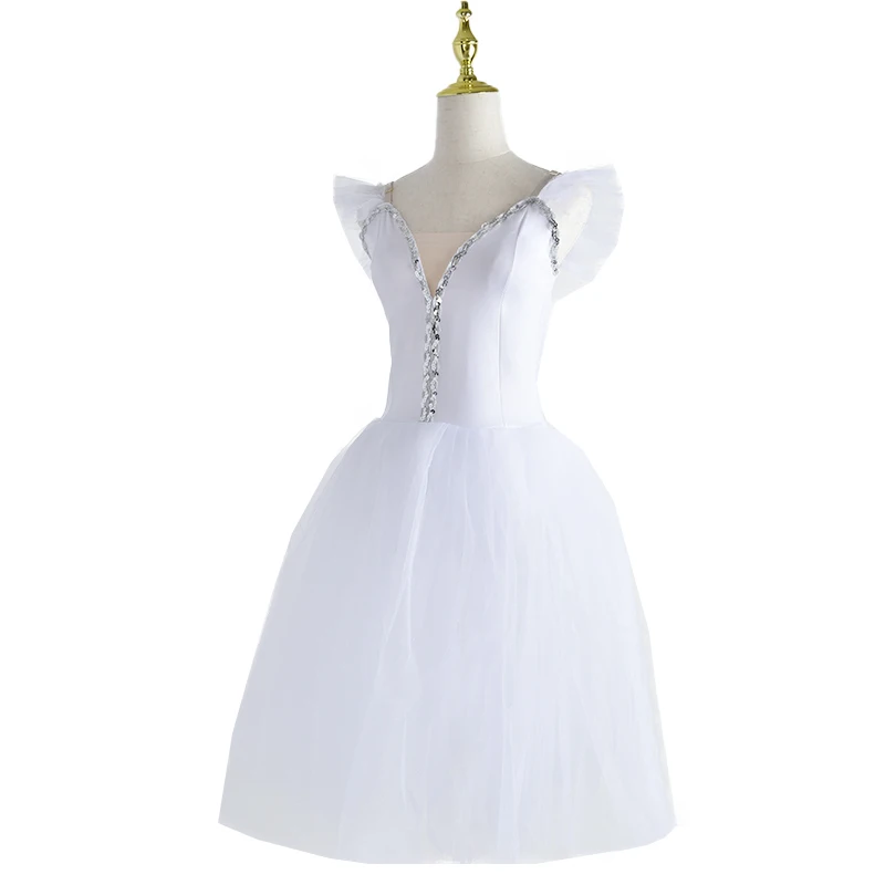 Tutu di balletto professionale lungo per bambini adulti Costume da balletto del Lago dei cigni Ballerina Abito da balletto per ragazze Performance Dancewear Top in velluto