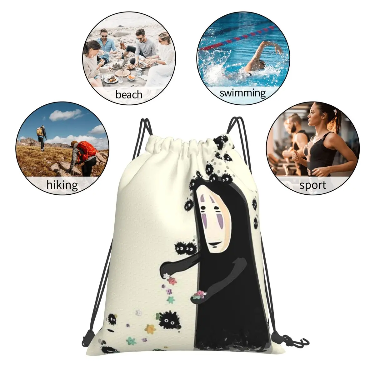 Soot Studio Ghibli バックパック カジュアル巾着バンドル ポケット スポーツバッグ ブックバッグ 旅行 学校用