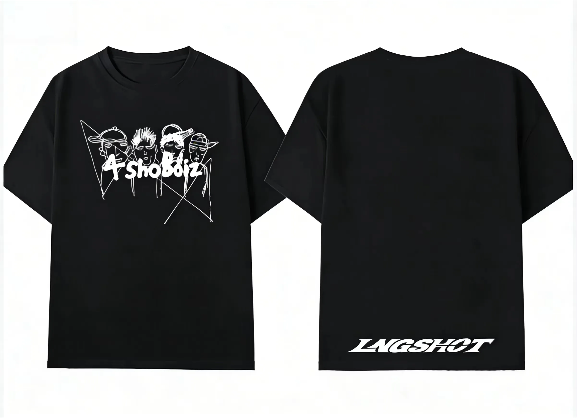 2026 Men Sketch Character Group Graphic T Shirt Simple Line Art Streetwear Crewneck Tee