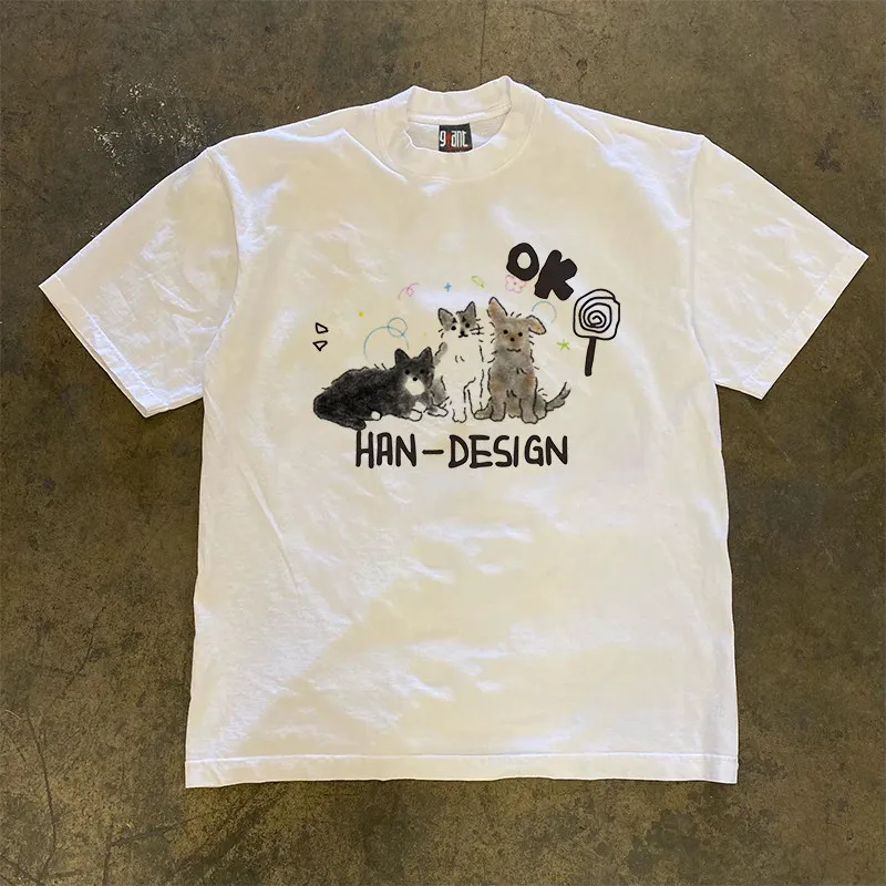 OK Dog Personalized Printed T-shirt for Men and Women Summer New Casual Trend Summer T-shirt Round Neck Couple's Wear