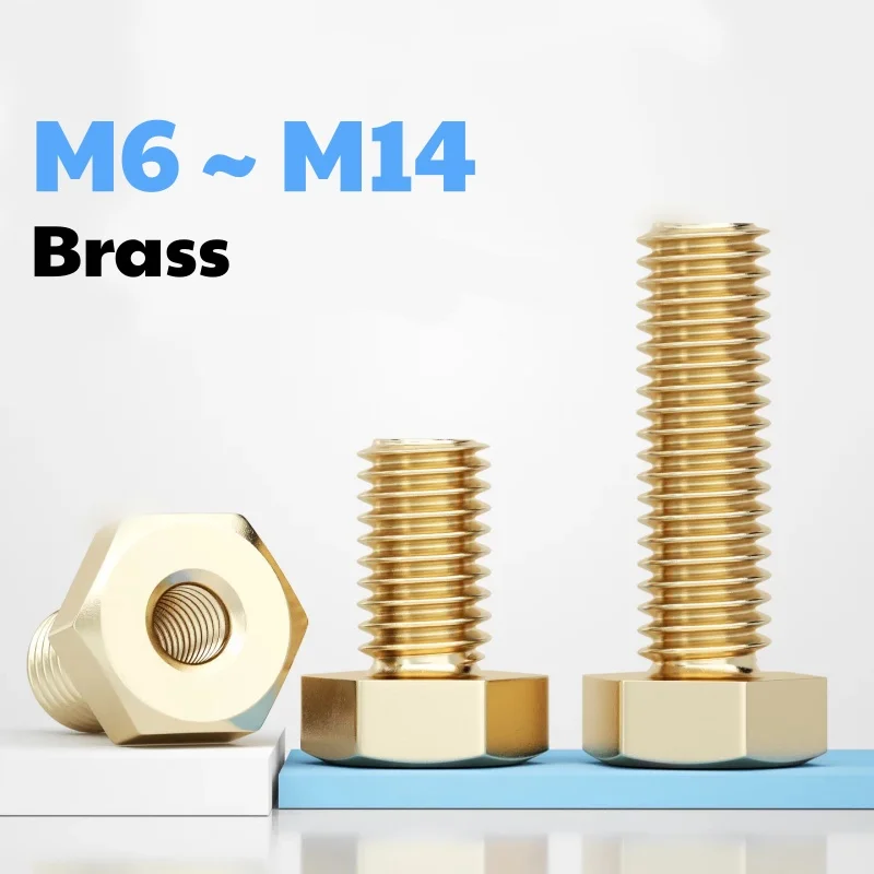 Brass M6 ~ M14 Hex Head Hollow Bolts External Hexagonal Screws with Through Hole Internal Thread