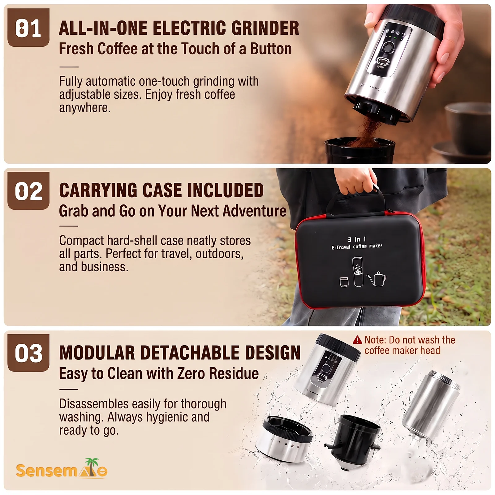 Portable Electric Coffee Maker Set USB Rechargeable Electric Grinder Gooseneck Kettle Complete Outdoor Travel Coffee Gift
