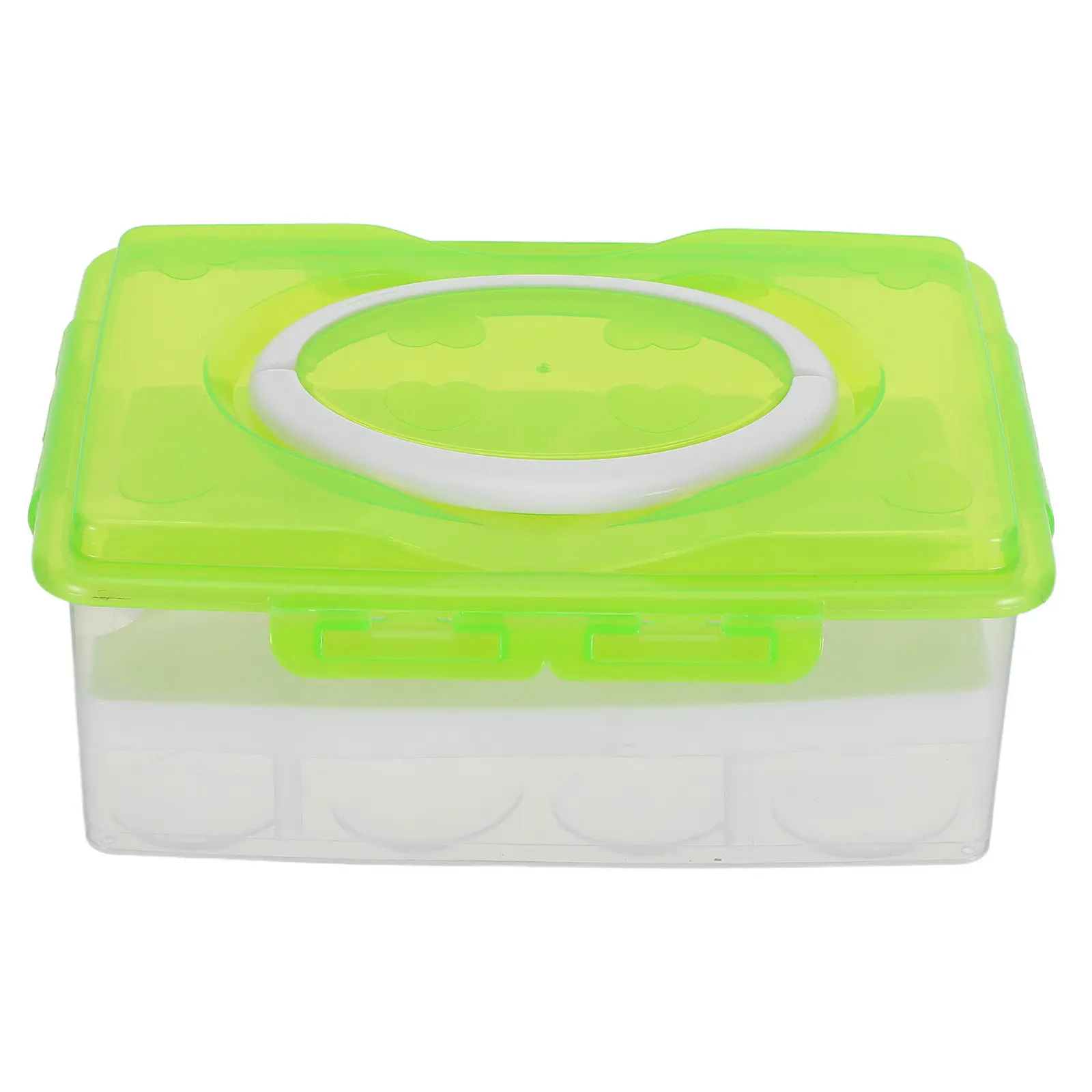 1Pcs Double-Layer Egg Storage Box 24 Grids PP Material Fresh-Keeping Storage Case for Refrigerator Large Capacity Green
