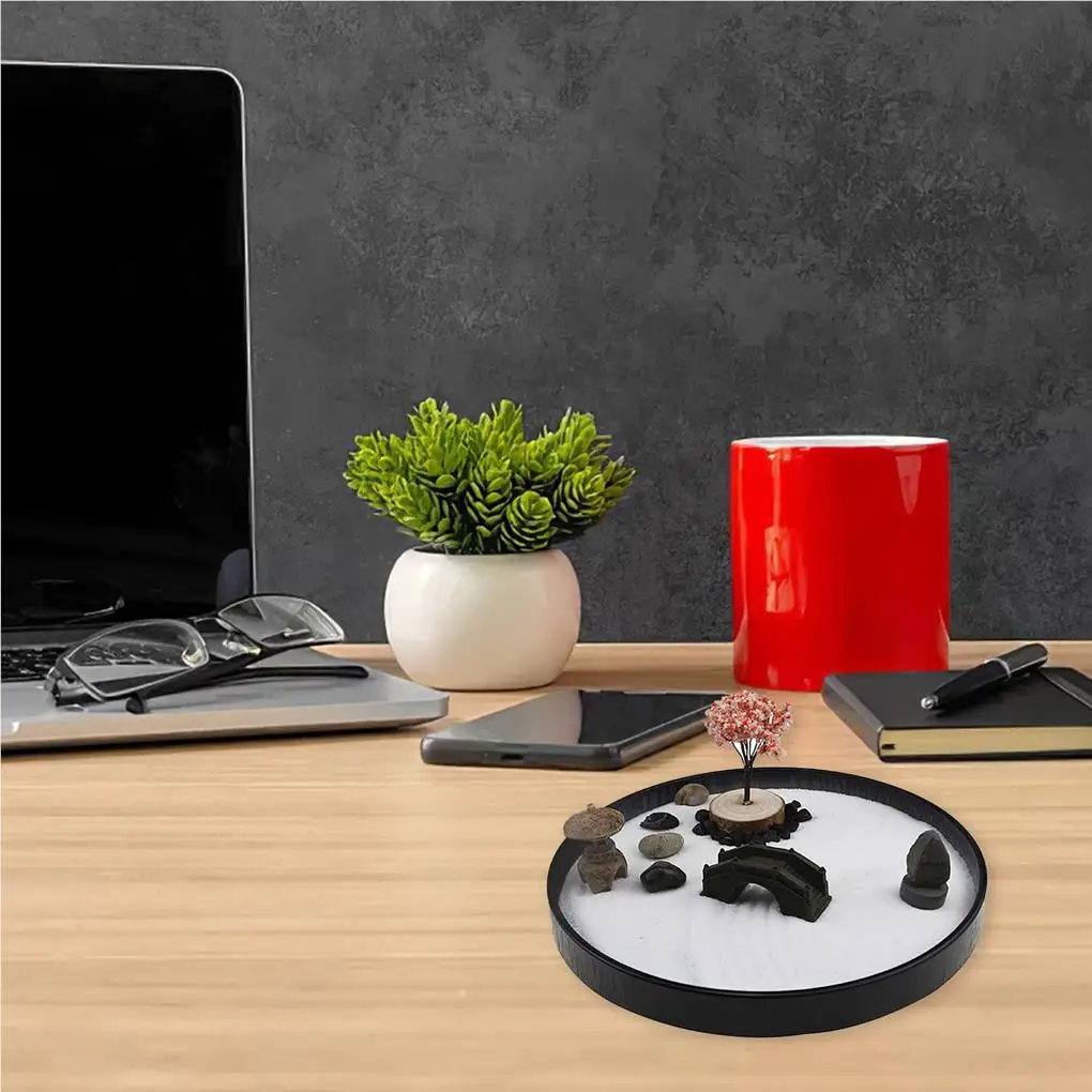 Round Courtyard Model Nightstand Ornament Mini Landscape Tree Decoration