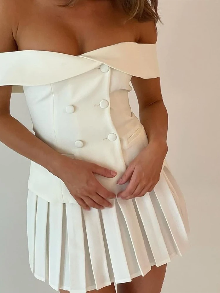 

Women Two Piece Suit Vintage Sleeveless Crop Top with Mini Skirts 90s Vintage Y2k White Skirt Sets Outfit 2000s Fashion Clothes