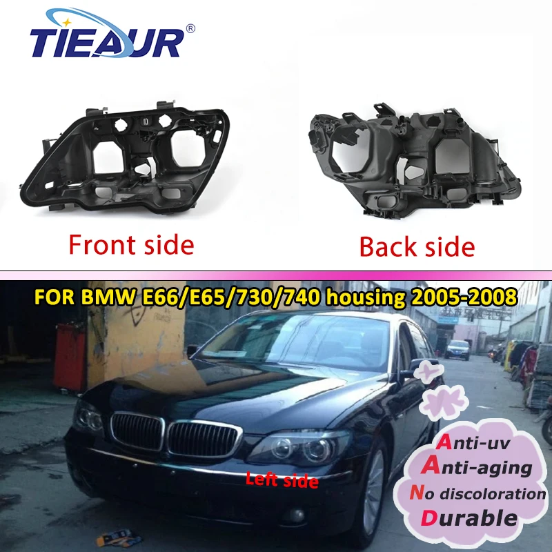 For BMW E66/E65/730/740 2005 2006 2007 2008 Headlamp Housing Light Box Lamp Housing Plastic Headlight Shell Base Car Accessories