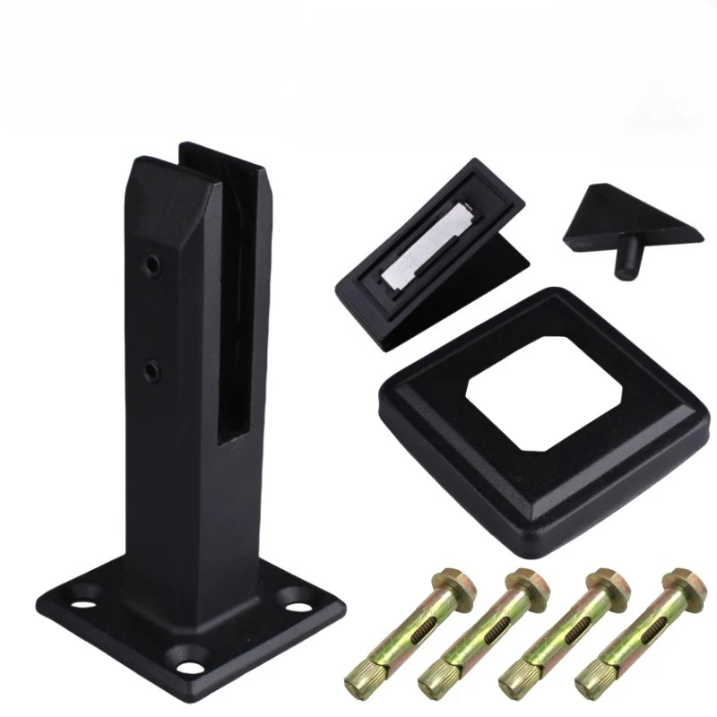 S201 Stainless Steel Stair Railing Risers Balcony Frameless Black Glass Clip Slot Floor Clip 200mm