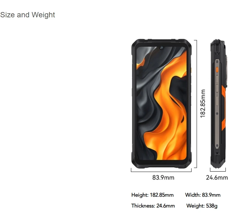 Rugged Smartphone Cubot Kingkong Power 5, Android 15, 16GB RAM (6+10), 128GB ROM, 6.88' 120Hz Screen, 15300mAh Battery, MTK G100