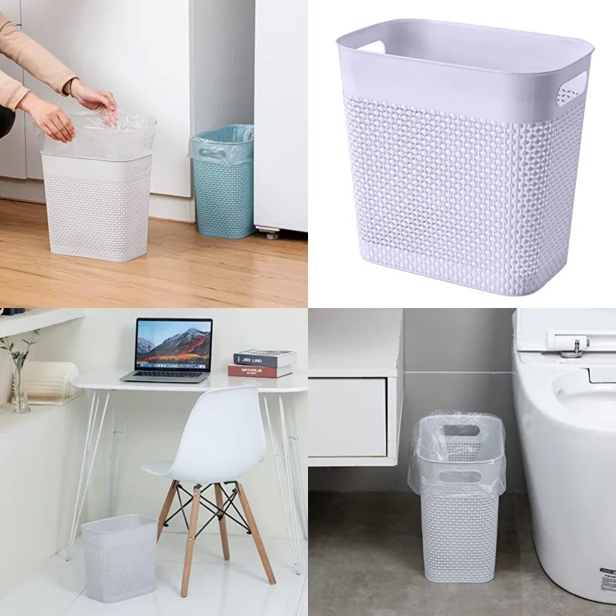 

Plastic Small Trash Can Wastebasket, Garbage Container Basket for Bathrooms, Laundry Room, Kitchens, Offices, Kids Rooms, Dorms, (Grey, 3 Gallon)