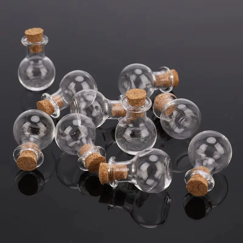 10 Stück kleine Glasflaschen, Miniatur-Fläschchen, Mini-Kork-Glasfläschchen für Hochzeiten – Detail 5