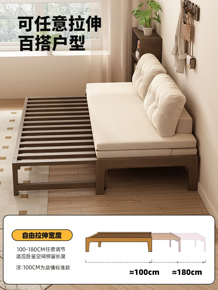 

Sofa bed folding dual-purpose solid wood bed small apartment living room retractable frame multi-functional tatami