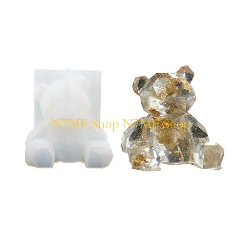 

N7MF Crystal Epoxy Geometry Silicone Mold Diy Bear Cake Decoration Ornament