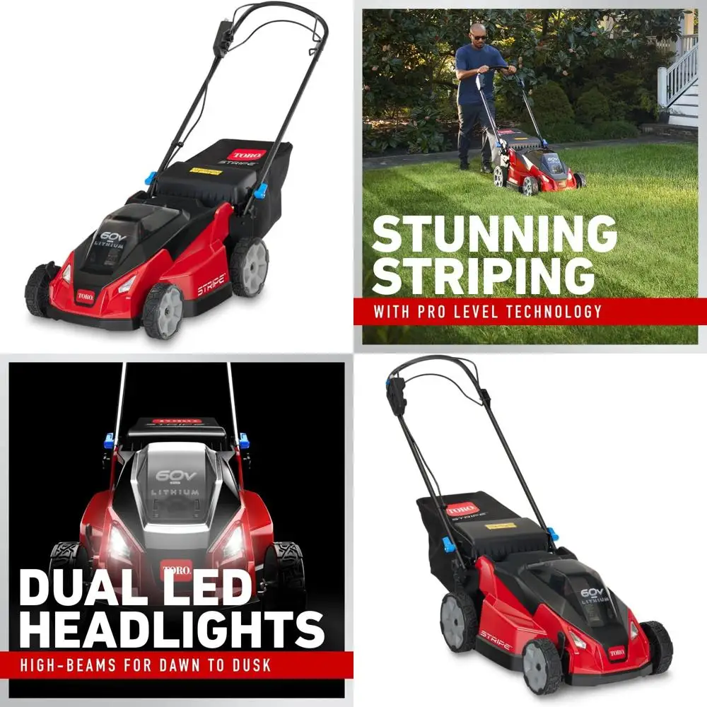 Toro 60V 21インチ ストライプ 自走式芝刈り機 - 別途バッテリーと充電器が必要