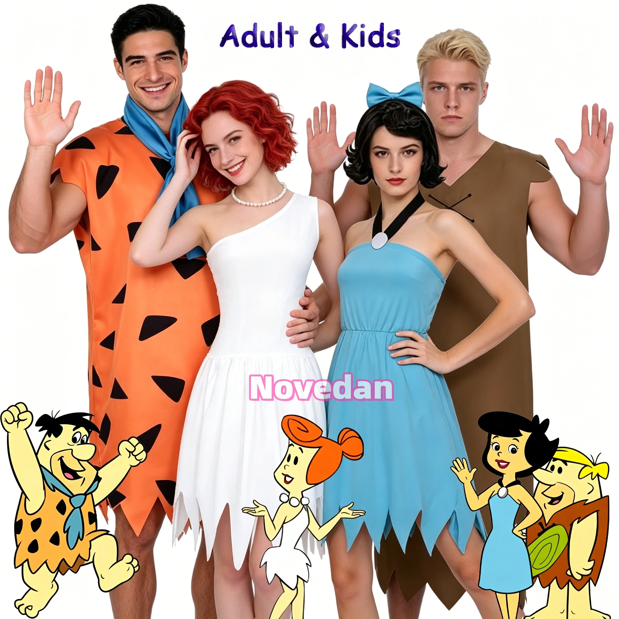 Disfraz de Flintstone Fred Wilma Barney Rubble, Ropa Primitiva Moderna, Traje de Hombre de las Cavernas, Disfraz de Halloween para Mujeres y Hombres
